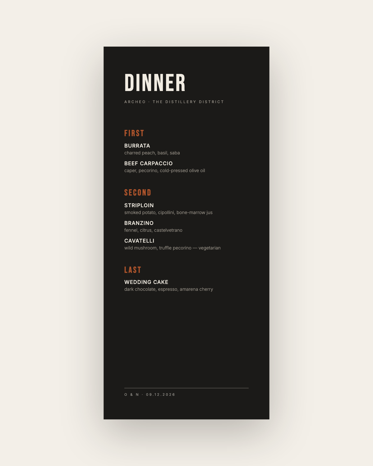 The Distillery — Menu Card