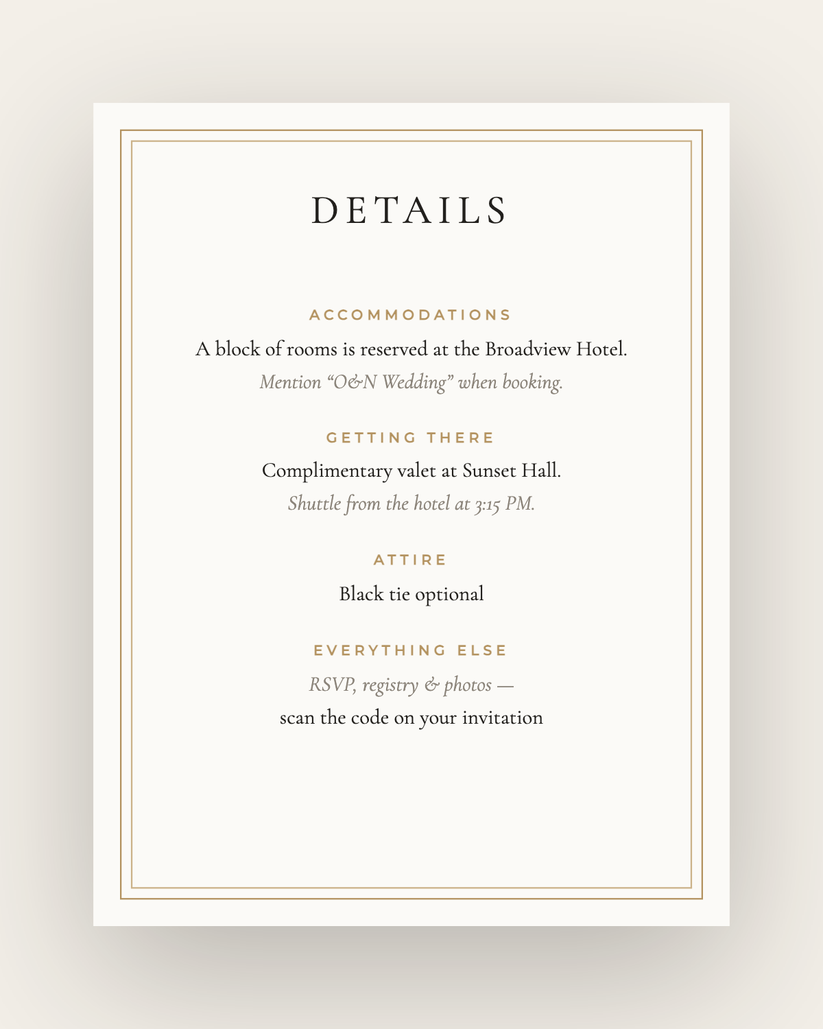 The Rosedale — Details Card