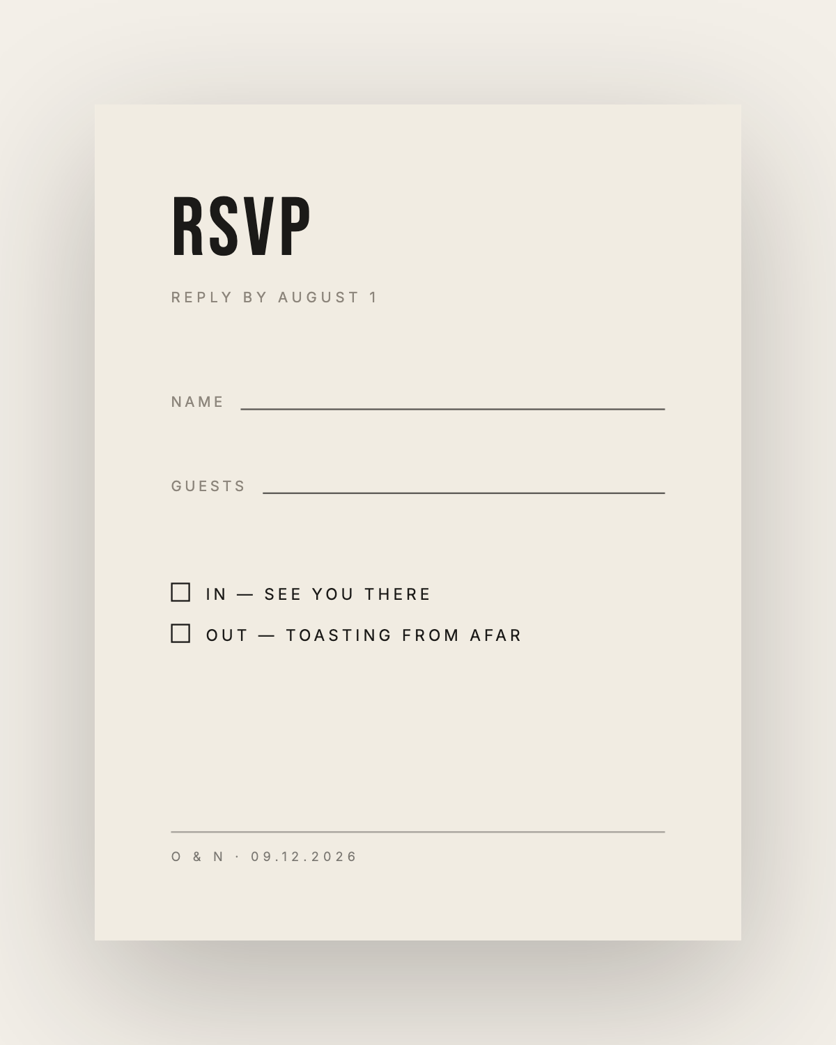 The Distillery — RSVP Card
