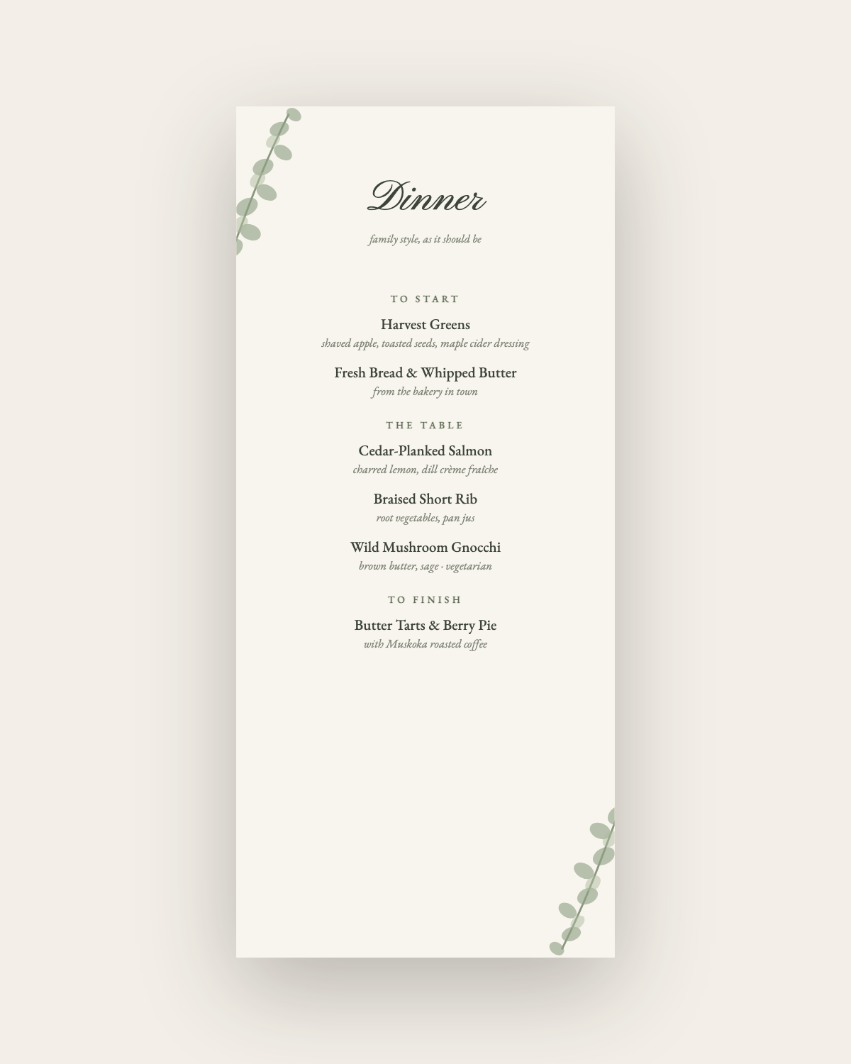 The Muskoka — Menu Card