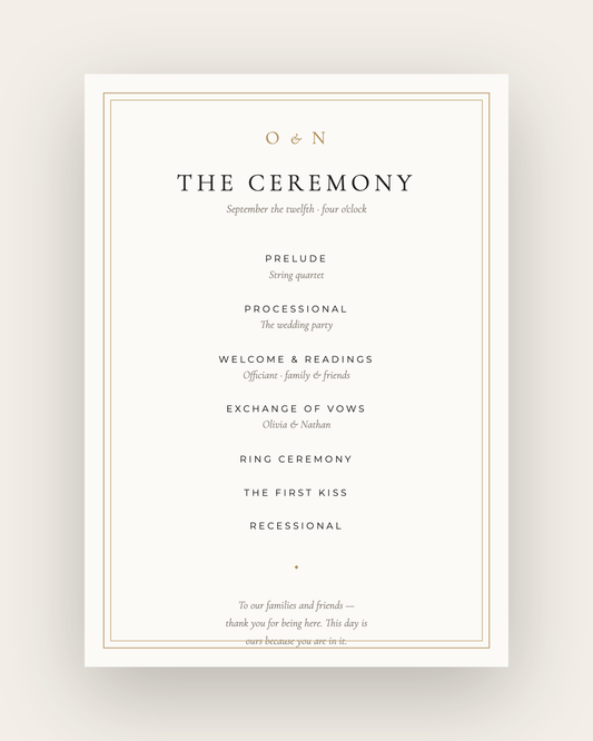 The Rosedale — Wedding Program